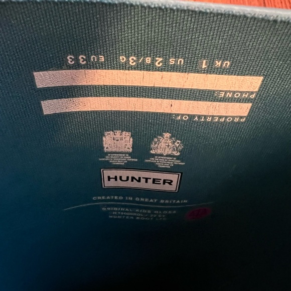 Hunter Big Kids Original Gloss Rain Boots, Size 2 - Picture 8 of 11